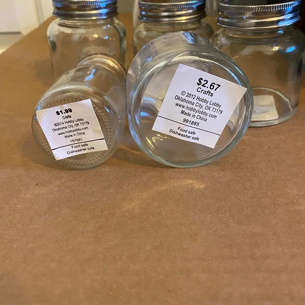 Glass crafter mini bottles and jars with lids set of 8